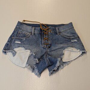 Sincerely Jules Size 1/25 Lace-up Blue Jean Shorts
